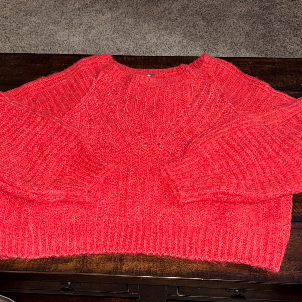Free People Carter Cozy Red Sweater Large NWOT